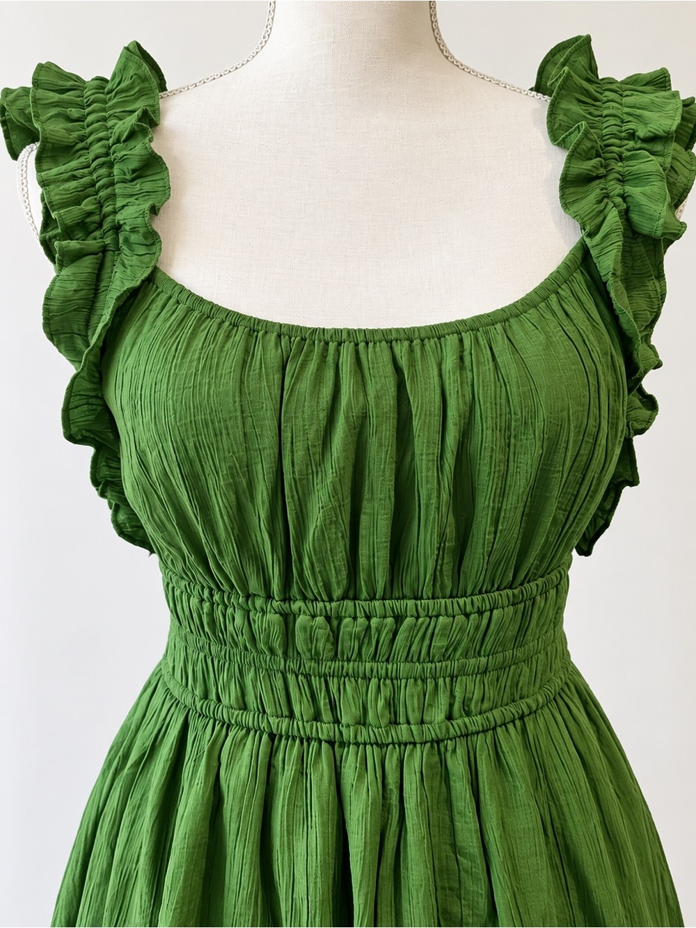 Abercrombie & Fitch Olive Green Ruffle Strap Maxi Dress